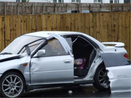 The car that the mum and four children were travelling to school in.